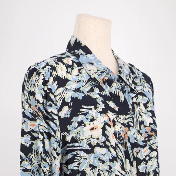 REISS Laura Floral Print Split Sleeve Blouse Blue Green Multicolor Size 8 - Picture 5 of 9